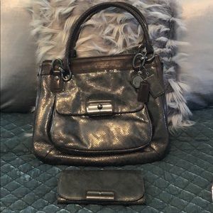 Coach snakeskin purse and matching wallet.